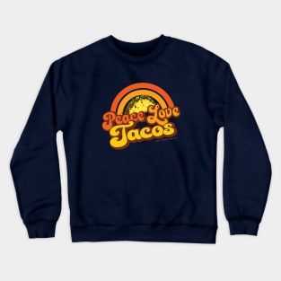 PEACE LOVE TACOS - Retro Rainbow Crewneck Sweatshirt